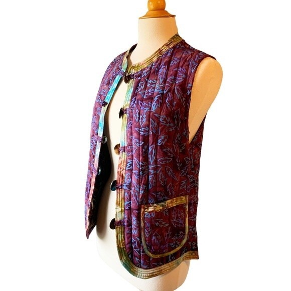 NWT Quilted Colorful Batik Reversible Wearable Art Festival Vest -Small - Picture 8 of 9